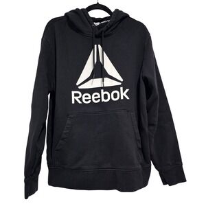 Reebok Mens Classic Logo Hoodie Black Long Sleeve Pullover Athletic Size L
